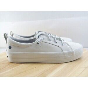 Sperry Women's Crest Vibe Platform Leather Sneaker‎ White 8.5